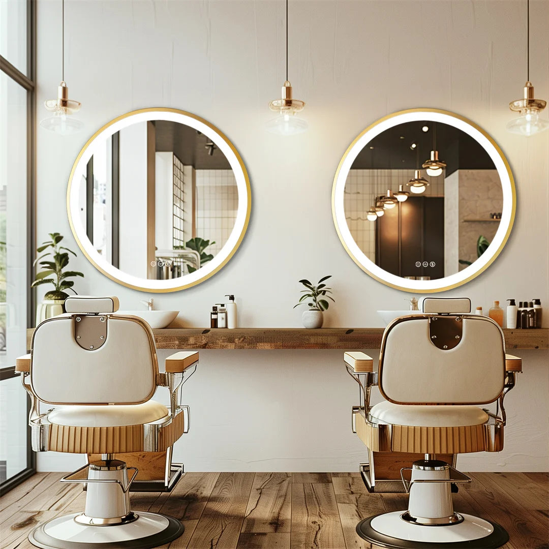 LED Vanity Mirror – 32” Gold Frame with 3 Light Modes