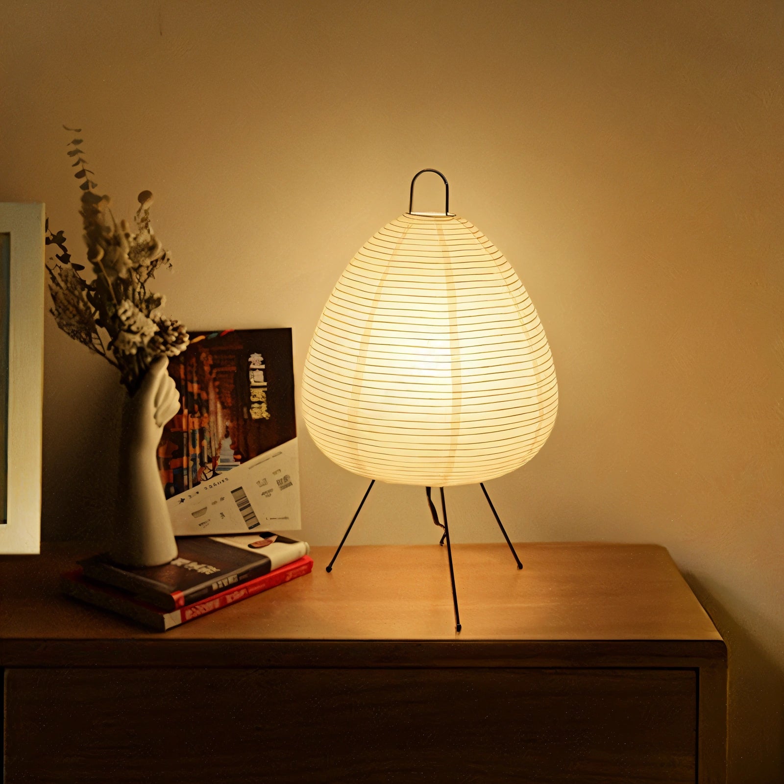 Minimalist LED Paper Lamp – Japanese Table Light